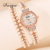 Women Bracelet Watch Women Gold Pearl Jewelry Steel Wristwatch