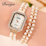 Women Bracelet Watch Women Gold Pearl Jewelry Steel Wristwatch