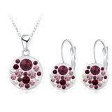 New Austrian Crystal Jewelry Set for Women 18K Rose Gold Plated Round Style Pendant/Earrings Sets