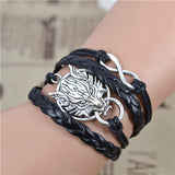 New Infinity Love Leather Owl Leaf Charm Handmade Bracelet