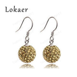 10mm Mix Color Crystal Micro Pave Disco Ball Silver Plated Drop Earring