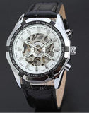 Automatic Branded Mens Classic Stainless Steel Self Wind Skeleton Mechanical Watch Fashion Cross Wristwatch