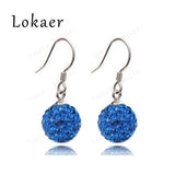 10mm Mix Color Crystal Micro Pave Disco Ball Silver Plated Drop Earring