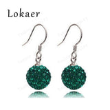 10mm Mix Color Crystal Micro Pave Disco Ball Silver Plated Drop Earring