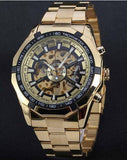 Automatic Branded Mens Classic Stainless Steel Self Wind Skeleton Mechanical Watch Fashion Cross Wristwatch