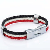 World Cup National Flags Sports 3 Strands Rope Braided Surfer Leather Bracelets