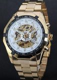 Automatic Branded Mens Classic Stainless Steel Self Wind Skeleton Mechanical Watch Fashion Cross Wristwatch