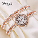 Women Bracelet Watch Women Gold Pearl Jewelry Steel Wristwatch