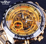 Winner New Number Sport Design Bezel Golden Watch Mens Automatic Skeleton Watch