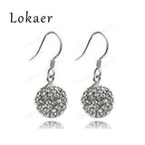 10mm Mix Color Crystal Micro Pave Disco Ball Silver Plated Drop Earring