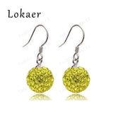 10mm Mix Color Crystal Micro Pave Disco Ball Silver Plated Drop Earring