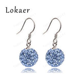 10mm Mix Color Crystal Micro Pave Disco Ball Silver Plated Drop Earring