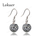 10mm Mix Color Crystal Micro Pave Disco Ball Silver Plated Drop Earring