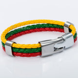 World Cup National Flags Sports 3 Strands Rope Braided Surfer Leather Bracelets