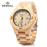 Wooden Quartz Watch for Men Calendar Luminous Pointers Waterproof Dress Watches