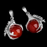 Silver Plated Dragon Claw Wrap Ball Beads Charm Pendant Necklaces