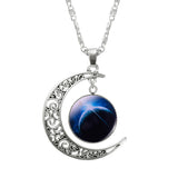 Necklace Glass Galaxy Lovely Pendant Silver Chain Moon