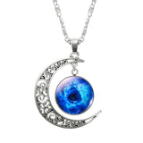 Necklace Glass Galaxy Lovely Pendant Silver Chain Moon