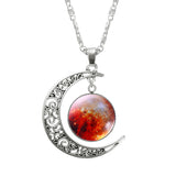 Necklace Glass Galaxy Lovely Pendant Silver Chain Moon