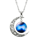 Necklace Glass Galaxy Lovely Pendant Silver Chain Moon