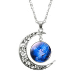 Necklace Glass Galaxy Lovely Pendant Silver Chain Moon