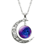 Necklace Glass Galaxy Lovely Pendant Silver Chain Moon