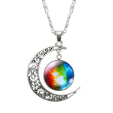 Necklace Glass Galaxy Lovely Pendant Silver Chain Moon