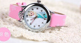 Cartoon Children Watch Princess Elsa Anna Watches Fashion Kids Cute Leather quartz WristWatch