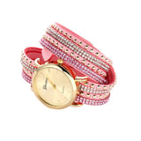 8 Colors Luxury brand Casual Leather Crystal Rivet Bracelet Watch