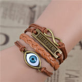 New Infinity Love Leather Owl Leaf Charm Handmade Bracelet