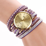 8 Colors Luxury brand Casual Leather Crystal Rivet Bracelet Watch