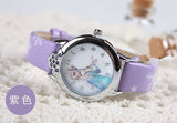 Cartoon Children Watch Princess Elsa Anna Watches Fashion Kids Cute Leather quartz WristWatch