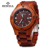 Wooden Quartz Watch for Men Calendar Luminous Pointers Waterproof Dress Watches