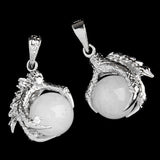 Silver Plated Dragon Claw Wrap Ball Beads Charm Pendant Necklaces