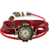 Antique Leather Vintage Wrist Watch Butterfly Pendant Synthetic Leather Strap dress Bracelet Watch