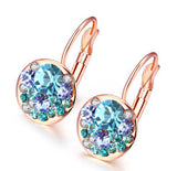 Red Blue Crystal Hoops Gold Plated Brand Design Earrings for Women