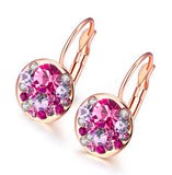 Red Blue Crystal Hoops Gold Plated Brand Design Earrings for Women