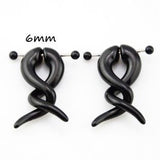 Pair Black Acrylic Fake Cheater Twist Spiral Ear Taper Gauges Expanders Earring Tunnel Plugs Piercing Body Jewelry