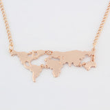 Gold Plated World Map Pendant Necklace For Women