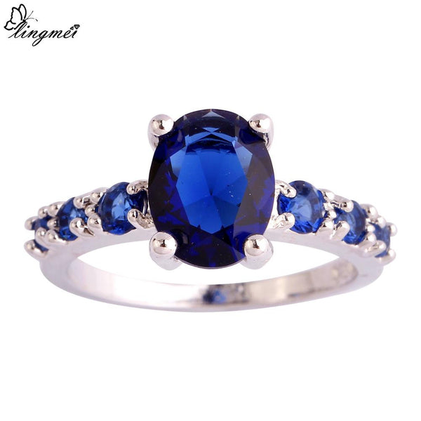 Fashion Jewelry Sapphire Quartz Multi-Color Silver Ring