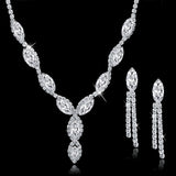 Austrian Crystal Bridal Jewelry Sets For Women Long Tassel Statement Necklace/Earrings