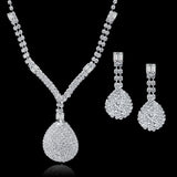 Austrian Crystal Bridal Jewelry Sets For Women Long Tassel Statement Necklace/Earrings