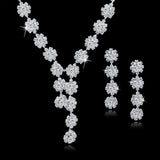 Austrian Crystal Bridal Jewelry Sets For Women Long Tassel Statement Necklace/Earrings