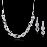 Austrian Crystal Bridal Jewelry Sets For Women Long Tassel Statement Necklace/Earrings