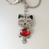 Crystal Rhinestone Metal Cat Keychain Novelty Souvenir Gifts Couple Key Chain Key Ring Hangbag Charms Pendant Chaveiros Carro