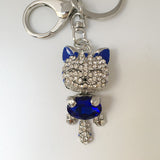 Crystal Rhinestone Metal Cat Keychain Novelty Souvenir Gifts Couple Key Chain Key Ring Hangbag Charms Pendant Chaveiros Carro