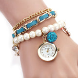 7 colors Casual Pearl Anchor Fashion Ladies Bracelet watches Round Analog quartz