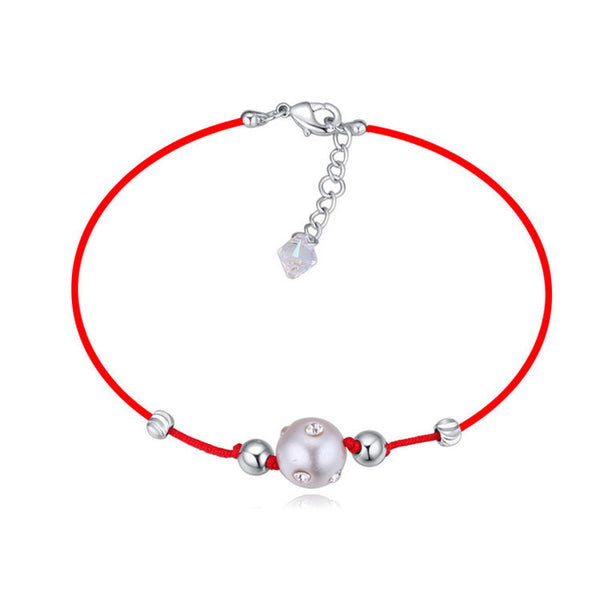 Austrian Crystal thin red thread string rope Charm Bracelets for women