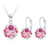 New Austrian Crystal Jewelry Set for Women 18K Rose Gold Plated Round Style Pendant/Earrings Sets