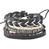 4pcs Braided Adjustable Leather Bracelet  Cuff  Women &  Men Casual Jewelry